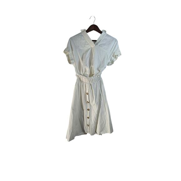 Vintage LIZ CLAIBORNE 100% Linen Set Small Petite White Collared Euro Summer EUC - Picture 10 of 11